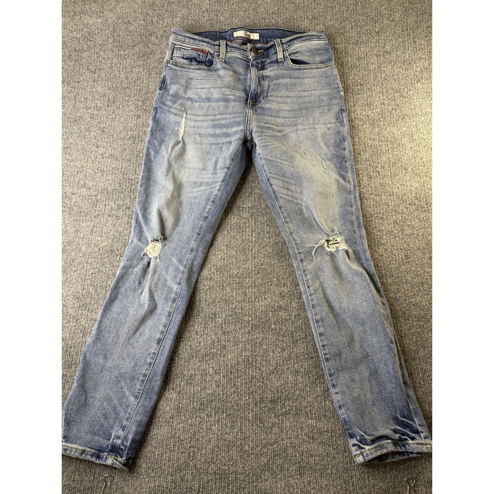 Tommy Hilfiger Denim Jeans Men 32x30 Skinny Moulante Pocket Crest Distressed Y2K